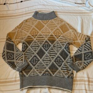 Hem & Thread Mockneck Knot Geometric Sweater Size Small